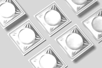 Realistic Condom blank mockup side view angle