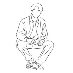 Modern Outline, Man Squatting Casual Style
​
