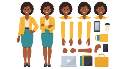 Businesswoman Character Creator Set &mdash; Professional Woman with Office Accessories and Poses
