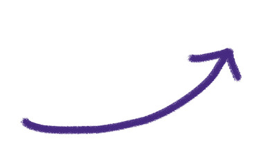 Purple curved arrow pointing upwards isolated on transparent background