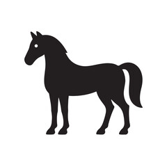 Standing horse silhouette side profile vector illustration