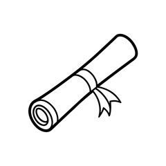 Rolled diploma with ribbon on transparent background