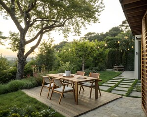 Obraz premium table and chairs in garden