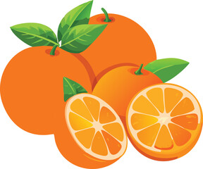 A vibrant collection of fresh oranges including whole and sliced fruit