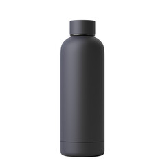 Matte Black 500ml Reusable Water Bottle Isolated on Transparent Background