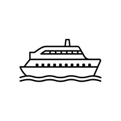 Obraz premium Outline drawing of a boat on transparent background