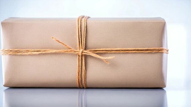 Wrapped Parcel: A neatly wrapped parcel, tied with rustic twine, exudes anticipation and care, embodying the essence of gift-giving or the arrival of a special delivery.