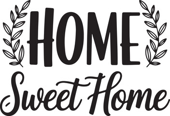 Naklejka premium Home sweet home text with floral elements