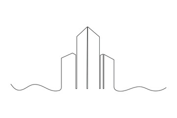 Abstract office building icon, continuous single line drawing illustration © MD
