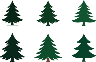 A Set of beautiful Christmas tree vector art and illustration.