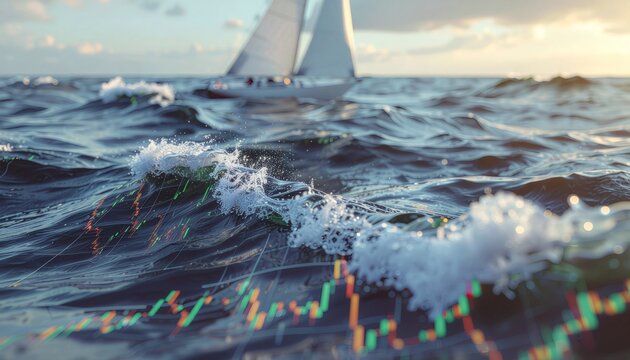Stock market volatility and sailing: navigating financial seas with sailboat image