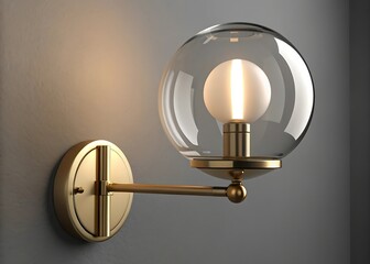 Modern Gold Wall Sconce Lighting Fixture with Glass Globe for Interior Design and Home Decor