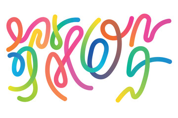 Abstract Color Gradient Lines Pattern. Showcasing vector wave 3D graphic shapes with gradient. Organic rainbow wavy ribbons and fun kid doodle color gradation lines ideal for trendy backgrounds.
