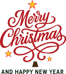 Typography Christmas  tree vector art and illustration.
