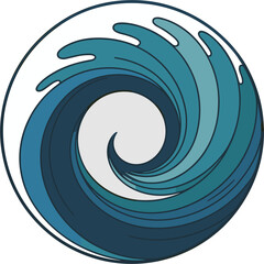 Abstract Wave Swirl Circle Design Ocean Water Graphic Round Flowing Symbol