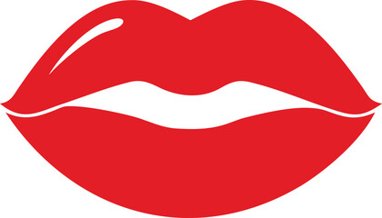 A striking image featuring a pair of bright red glossy lips