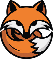 Fox Head Illustration Circular Logo Mascot Design Template Vector Graphics
