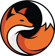 Fox logo vector curled up fox in circle fox with head resting on body tail