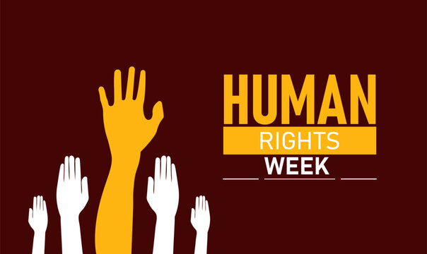 Human Rights Week Poster Banner and Background Abstract Design Template Featuring Raised Hands and Globe Illustration for Equality Freedom Justice Social Awareness and Community Support Campaign