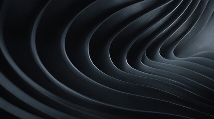 Dark abstract background with layered wavy lines, smooth gradient, and modern texture creates sense of depth and elegance, perfect for contemporary design projects