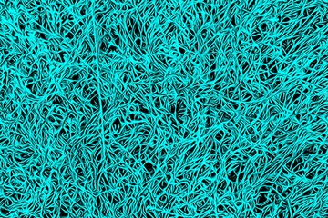 An abstract digital background featuring intricate blue lines resembling neural networks, roots, or interconnected fibers. The design creates a sense of complexity, energy, and motion.