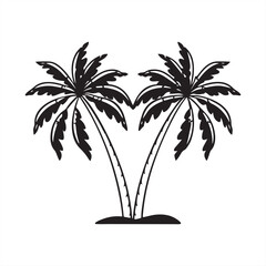 Obraz premium Two palm trees, tropical summer vacation concept