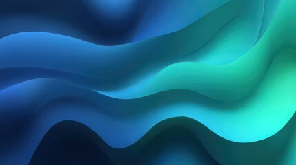 Blue green gradient wavy background features layered abstract lines and smooth flowing shapes, creating calm and modern visual effect suitable for digital design