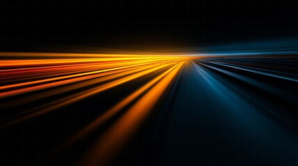 Blinding light streaks on a dark highway at high speed.