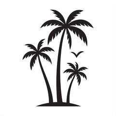 Fototapeta premium Silhouette of three palm trees in vector format