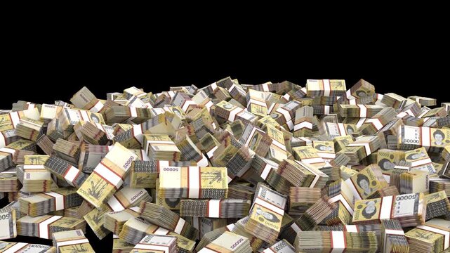 3D 50000 Korean Won Money Falling | Alpha Channel