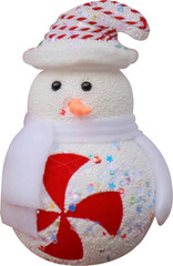 Christmas snowman decoration on transparent background