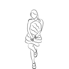 ​Stylish Line Art, Woman in Dress
 
Keywords:
 
- Line art
​
- Minimalist
​
- Woman
​
- Pillow
​
- Drawing
​
- Outline
​
- Sketch
​
- Modern
​
- Illustration
​
- Vector
​
pregnant woman silhouette