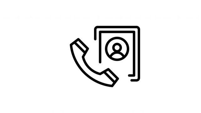 Contact information phone icon for communication designs in sleek black outline. Suitable for business cards, websites, social media, and technology.
