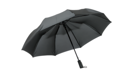 Dark umbrella isolated on transparent background offering protection from the rain