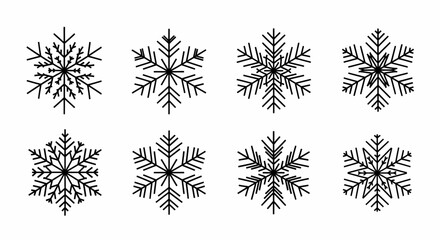 Elegant Winter Vector A Set of Exquisite Snowflake Illustrations for Creative Designs