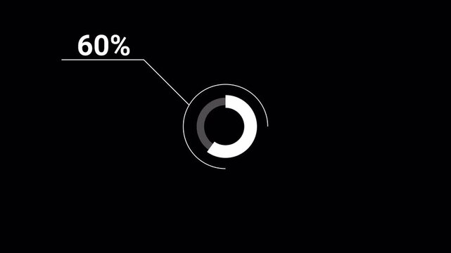circle infographic animation on background 0 to 60 percent circle round donut chart infographic .Infographic Element with Alpha Channel 4k video royalty free graphic animation