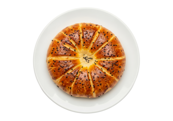 Fresh baked cake with poppy seeds on a white plate, perfect for a healthy breakfast or dessert