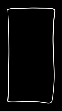 Looping white rectangle stroke, smooth hand drawn white rectangular sketch animation