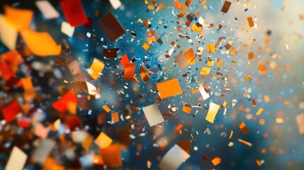 Colorful confetti explosion in the air, celebration, festive, backdrop