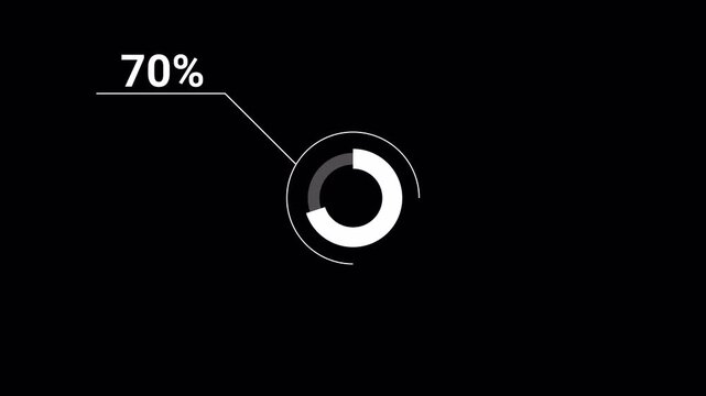 circle infographic animation on background 0 to 70 percent circle round donut chart infographic .Infographic Element with Alpha Channel 4k video royalty free graphic animation