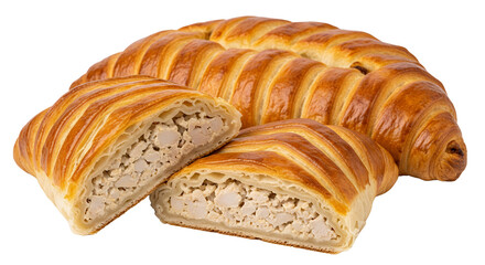 Freshly baked bread isolated on a white background, a tasty breakfast pastry