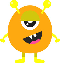 Cute cartoon monster with one large eye and expression, isolated on a transparent background, ideal for children’s designs, stickers, and games.