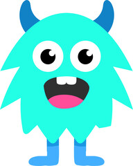 Cute cartoon monster with one large eye and expression, isolated on a transparent background, ideal for children’s designs, stickers, and games.