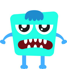 Cute cartoon monster with one large eye and expression, isolated on a transparent background, ideal for children’s designs, stickers, and games.