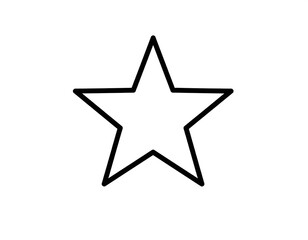 Fototapeta premium Simple black outlined five-pointed star on plain white background