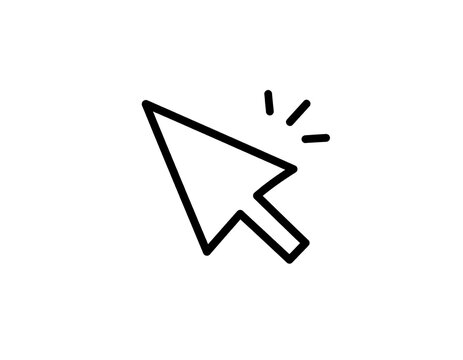 Simple black outline of a computer cursor pointing toward upper left