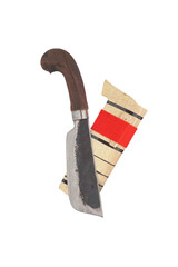wooden machete and sheath, knife and machete cutting tools with satin and mirror blade materials