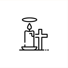 Elegant Christian Symbolism Featuring a Glowing Candle and Cross, Perfect for Easter and Religious Events, Evoking Hope and Peace