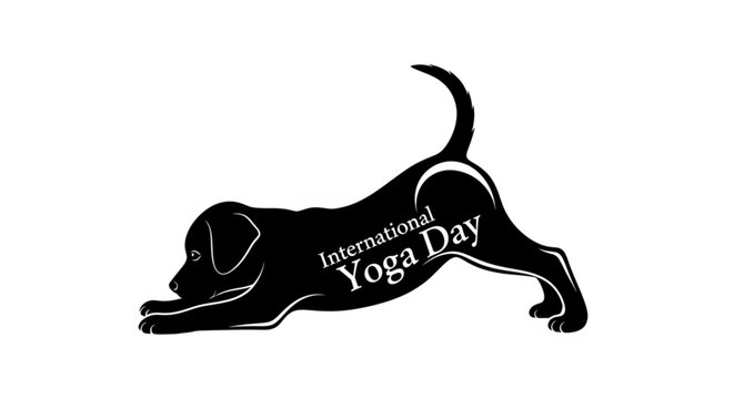 International yoga day vector illustration silhouette of a dog stretching, promoting health and wellness