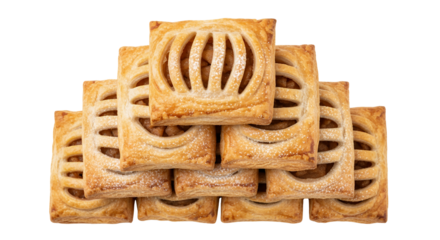 A stack of sweet strawberry pie on a white background for a tasty snack or dessert